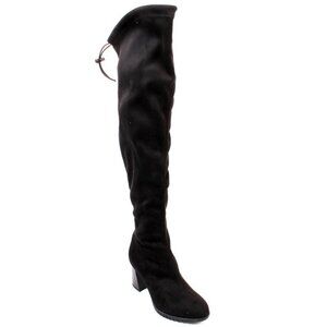 Vernissage 73943 Black Leather Stretch Zip-Up Over-Knee Boots